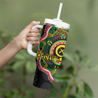 Vanuatu Personalised Tumbler With Handle Aboriginal Dot Paitnting - Polynesian Pride