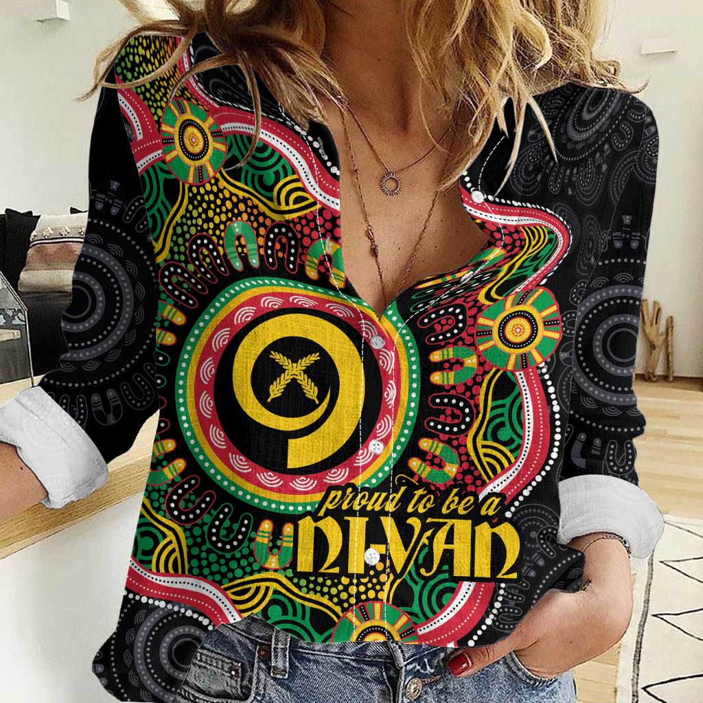 Vanuatu Personalised Women Casual Shirt Aboriginal Dot Paitnting - Polynesian Pride