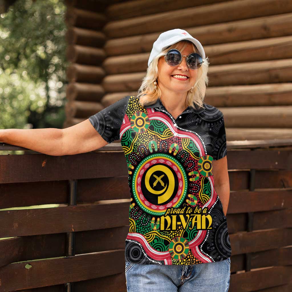 Vanuatu Personalised Women Polo Shirt Aboriginal Dot Paitnting - Polynesian Pride