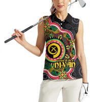 Vanuatu Personalised Women Sleeveless Polo Shirt Aboriginal Dot Paitnting - Polynesian Pride