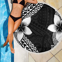 Lotu Tamaiti White Sunday Beach Blanket Pacific Plumeria Flowers - Black Version LT9 - Polynesian Pride