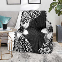 Lotu Tamaiti White Sunday Blanket Pacific Plumeria Flowers - Black Version LT9 - Polynesian Pride