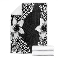 Lotu Tamaiti White Sunday Blanket Pacific Plumeria Flowers - Black Version LT9 - Polynesian Pride