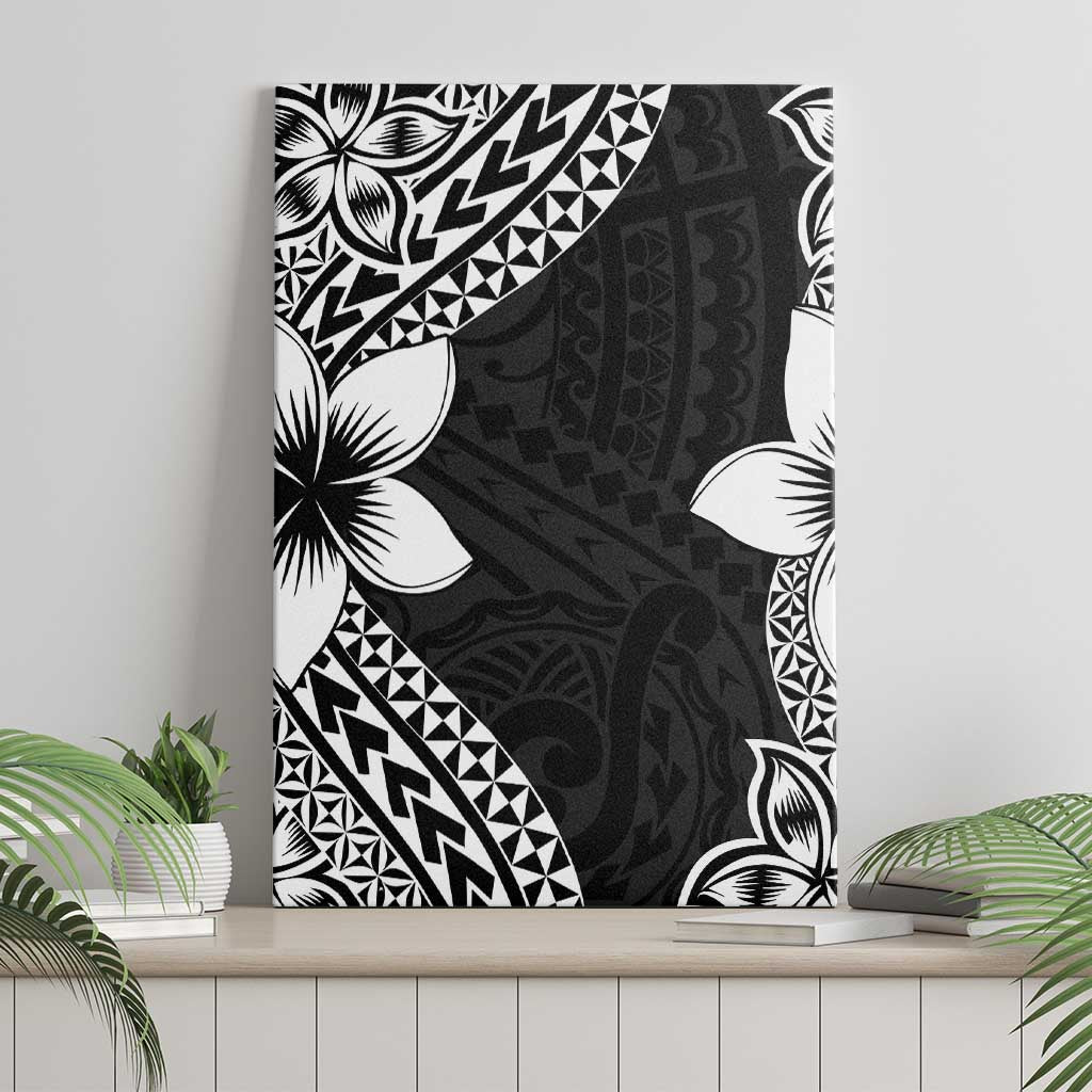 Lotu Tamaiti White Sunday Canvas Wall Art Pacific Plumeria Flowers - Black Version LT9 - Polynesian Pride