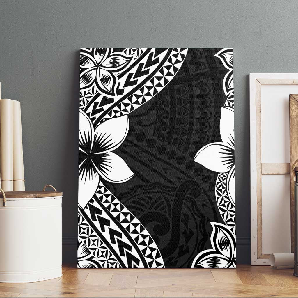 Lotu Tamaiti White Sunday Canvas Wall Art Pacific Plumeria Flowers - Black Version LT9 - Polynesian Pride
