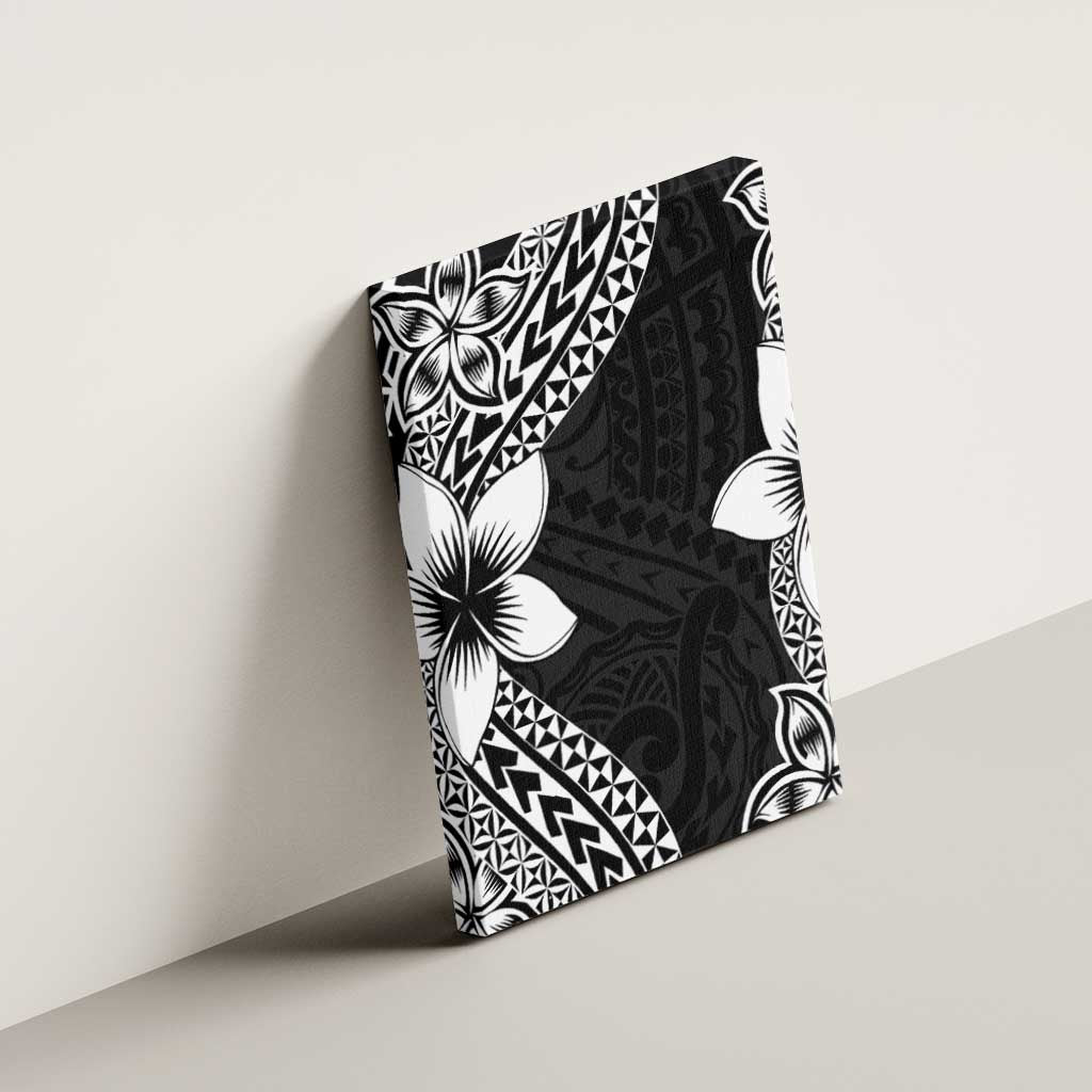 Lotu Tamaiti White Sunday Canvas Wall Art Pacific Plumeria Flowers - Black Version LT9 - Polynesian Pride
