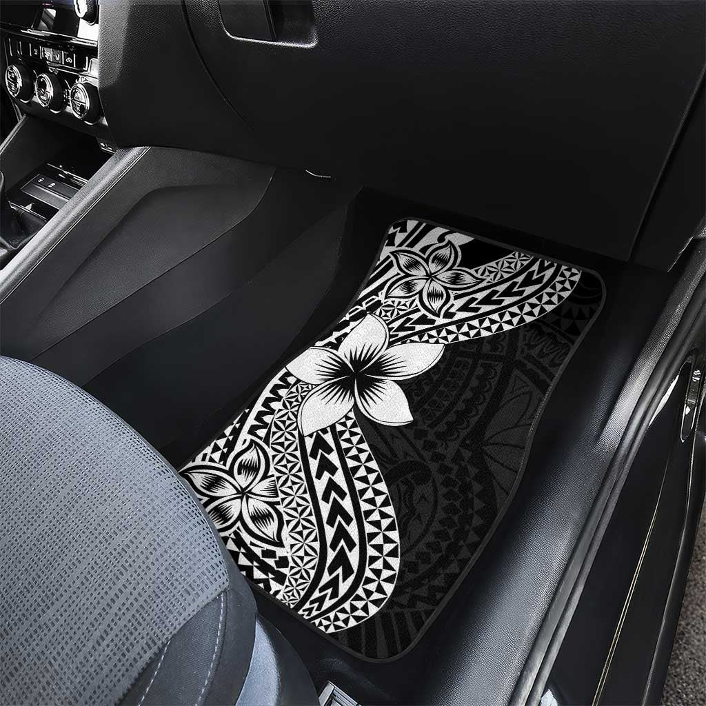 Lotu Tamaiti White Sunday Car Mats Pacific Plumeria Flowers - Black Version LT9 - Polynesian Pride