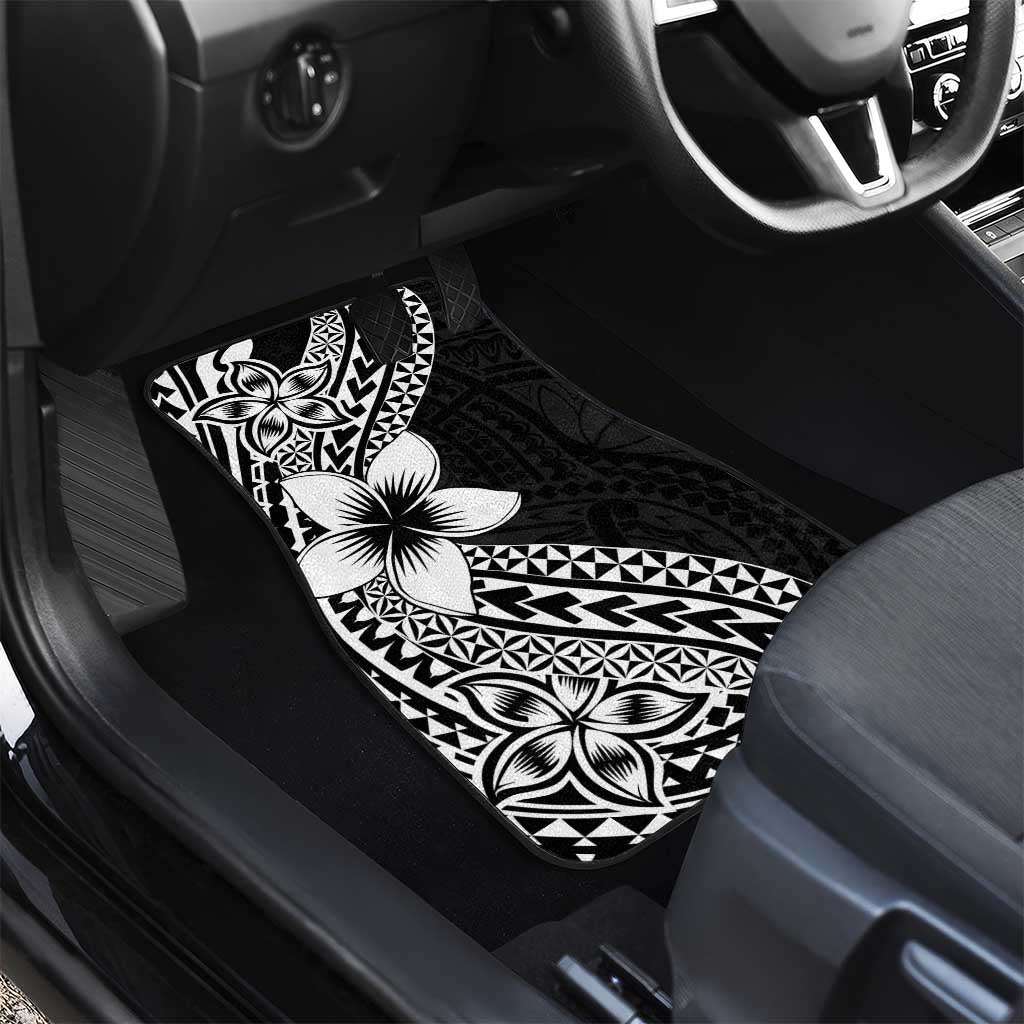 Lotu Tamaiti White Sunday Car Mats Pacific Plumeria Flowers - Black Version LT9 - Polynesian Pride