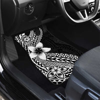 Lotu Tamaiti White Sunday Car Mats Pacific Plumeria Flowers - Black Version LT9 - Polynesian Pride
