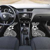 Lotu Tamaiti White Sunday Car Mats Pacific Plumeria Flowers - Black Version LT9 Set 2pcs - Front Black - Polynesian Pride