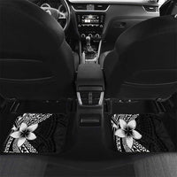 Lotu Tamaiti White Sunday Car Mats Pacific Plumeria Flowers - Black Version LT9 Set 2pcs - Back Black - Polynesian Pride