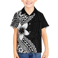 Lotu Tamaiti White Sunday Family Matching Long Sleeve Bodycon Dress and Hawaiian Shirt Pacific Plumeria Flowers - Black Version