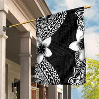 Lotu Tamaiti White Sunday Garden Flag Pacific Plumeria Flowers - Black Version LT9 House Flag Black - Polynesian Pride