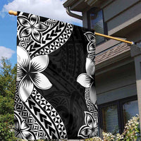 Lotu Tamaiti White Sunday Garden Flag Pacific Plumeria Flowers - Black Version LT9 - Polynesian Pride