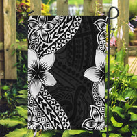 Lotu Tamaiti White Sunday Garden Flag Pacific Plumeria Flowers - Black Version LT9 Garden Flag Black - Polynesian Pride