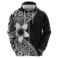 Lotu Tamaiti White Sunday Hoodie Pacific Plumeria Flowers - Black Version