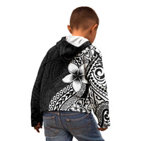 Lotu Tamaiti White Sunday Kid Hoodie Pacific Plumeria Flowers - Black Version