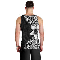 Lotu Tamaiti White Sunday Men Tank Top Pacific Plumeria Flowers - Black Version LT9 - Polynesian Pride