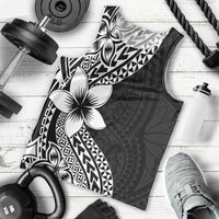 Lotu Tamaiti White Sunday Men Tank Top Pacific Plumeria Flowers - Black Version LT9 - Polynesian Pride