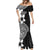 Lotu Tamaiti White Sunday Mermaid Dress Pacific Plumeria Flowers - Black Version