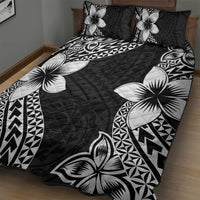 Lotu Tamaiti White Sunday Quilt Bed Set Pacific Plumeria Flowers - Black Version LT9 - Polynesian Pride