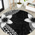 Lotu Tamaiti White Sunday Round Carpet Pacific Plumeria Flowers - Black Version