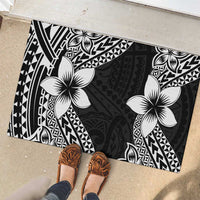 Lotu Tamaiti White Sunday Rubber Doormat Pacific Plumeria Flowers - Black Version LT9 - Polynesian Pride