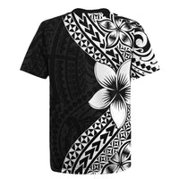 Lotu Tamaiti White Sunday Rugby Jersey Pacific Plumeria Flowers - Black Version LT9 - Polynesian Pride