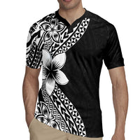 Lotu Tamaiti White Sunday Rugby Jersey Pacific Plumeria Flowers - Black Version LT9 - Polynesian Pride