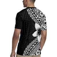 Lotu Tamaiti White Sunday Rugby Jersey Pacific Plumeria Flowers - Black Version LT9 - Polynesian Pride