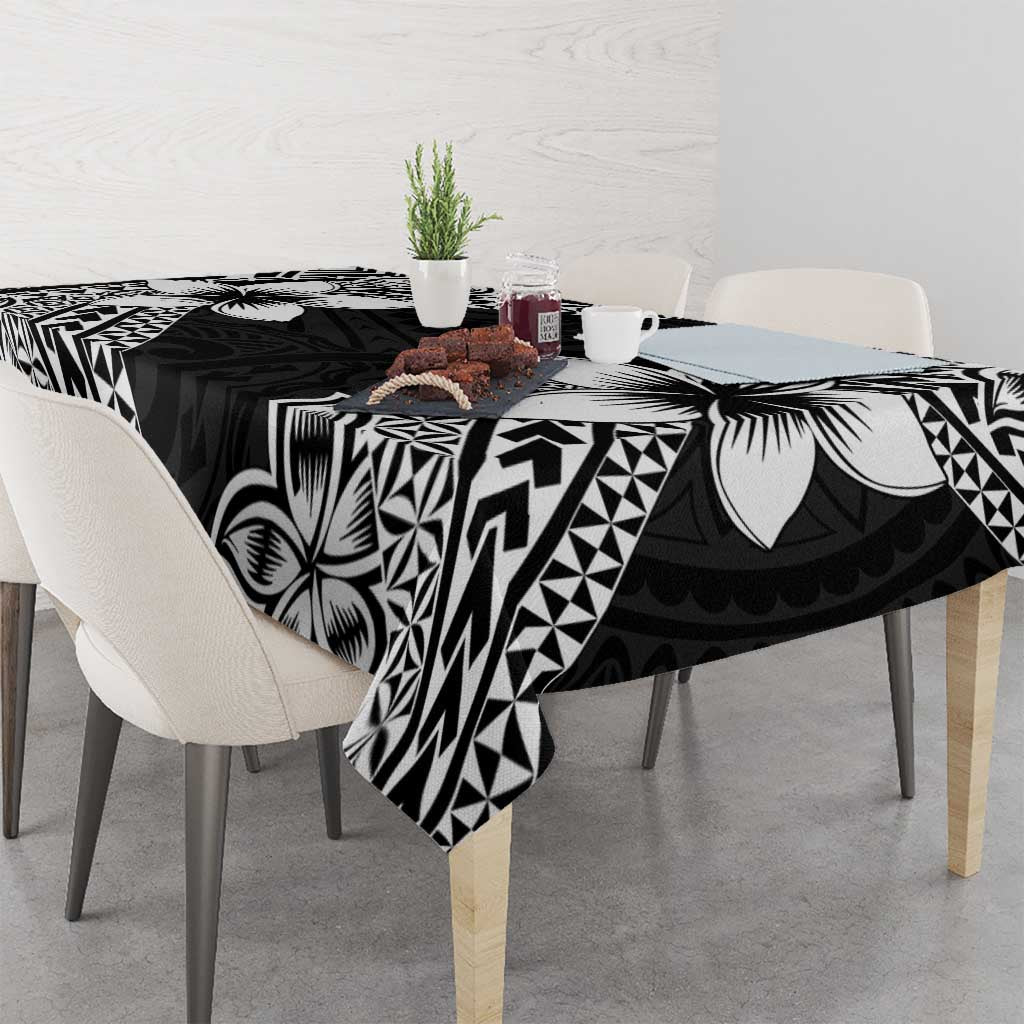 Lotu Tamaiti White Sunday Tablecloth Pacific Plumeria Flowers - Black Version LT9 - Polynesian Pride