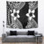 Lotu Tamaiti White Sunday Tapestry Pacific Plumeria Flowers - Black Version