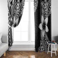 Lotu Tamaiti White Sunday Window Curtain Pacific Plumeria Flowers - Black Version LT9 - Polynesian Pride