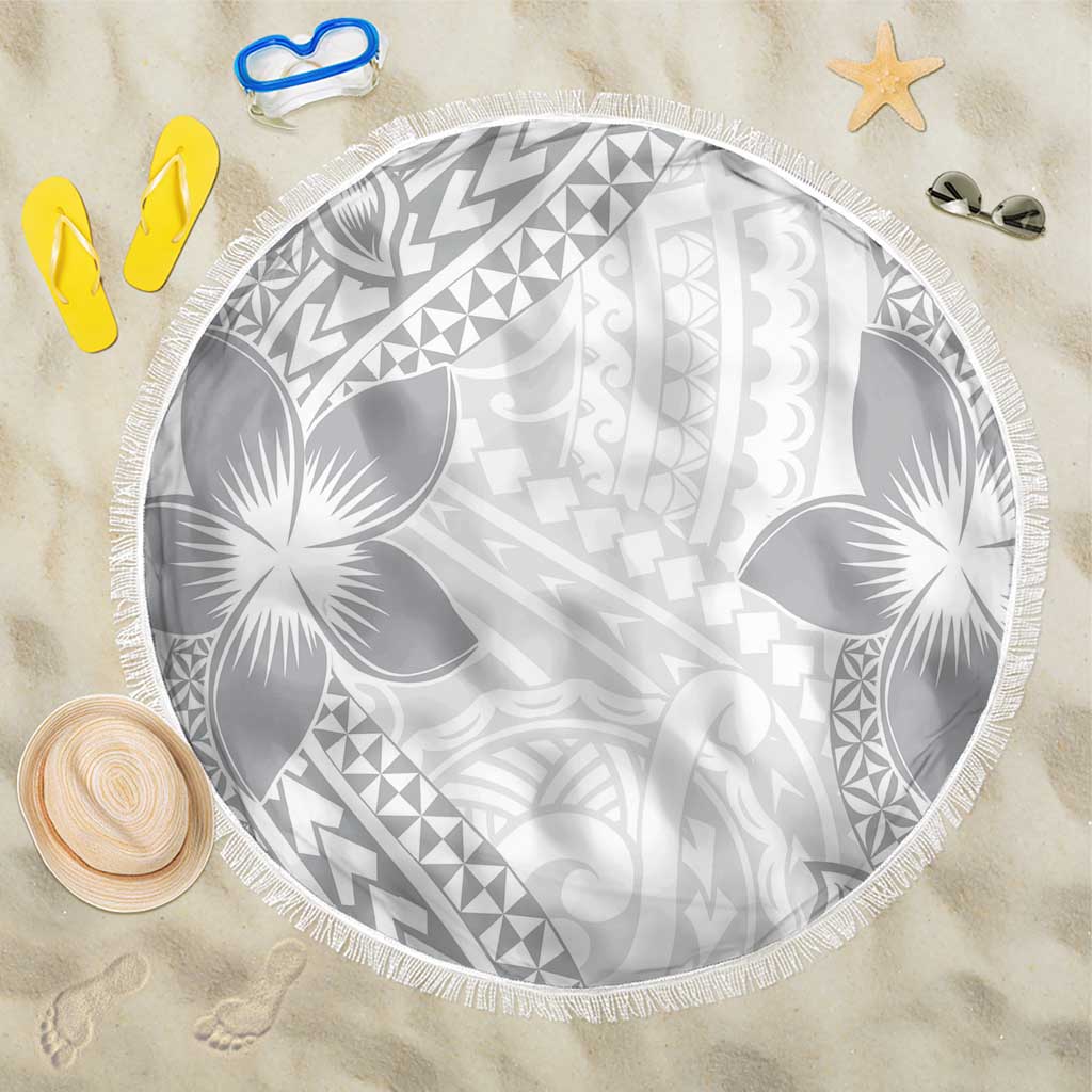 Lotu Tamaiti White Sunday Beach Blanket Pacific Plumeria Flowers - White Version LT9 One Size 150cm White - Polynesian Pride