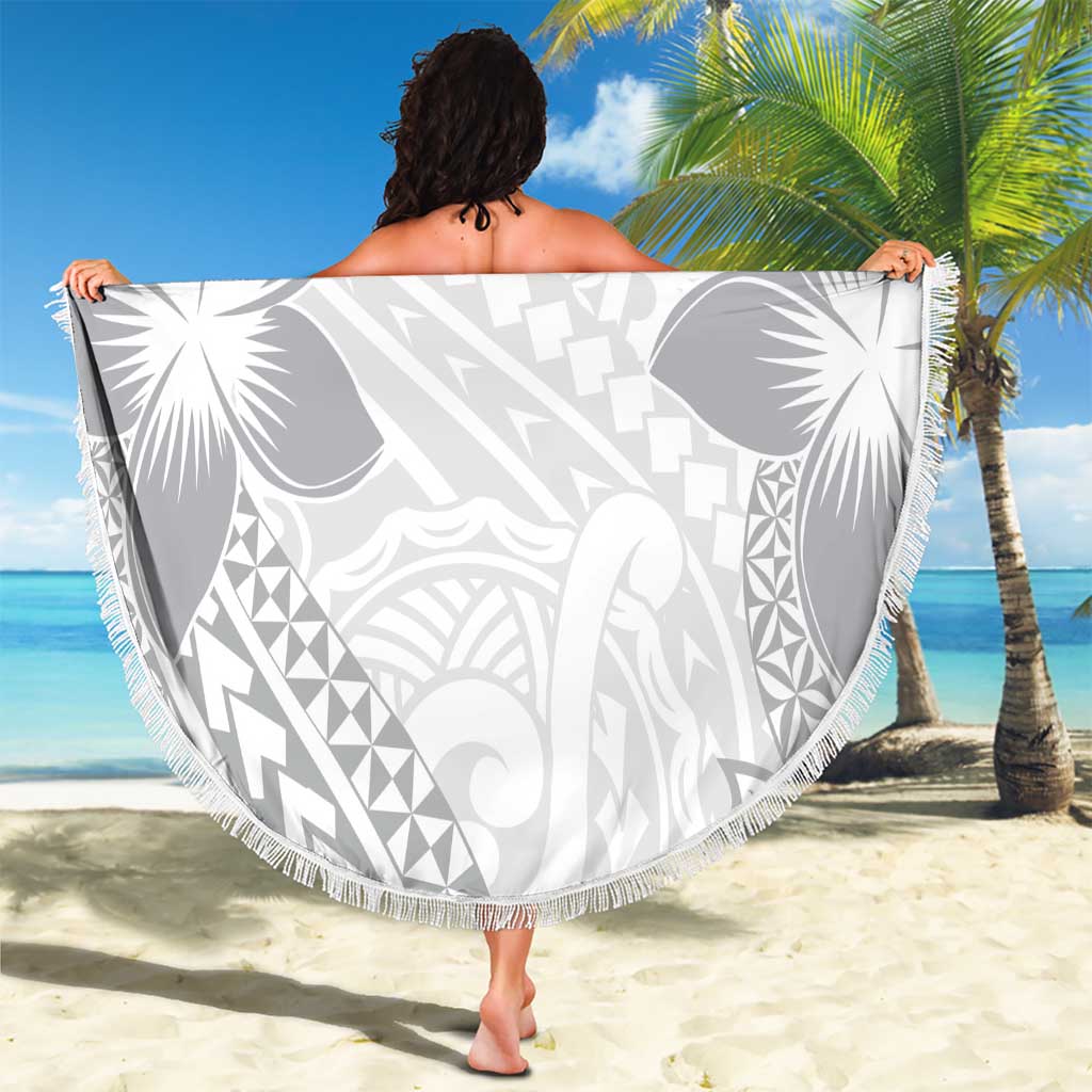 Lotu Tamaiti White Sunday Beach Blanket Pacific Plumeria Flowers - White Version LT9 - Polynesian Pride