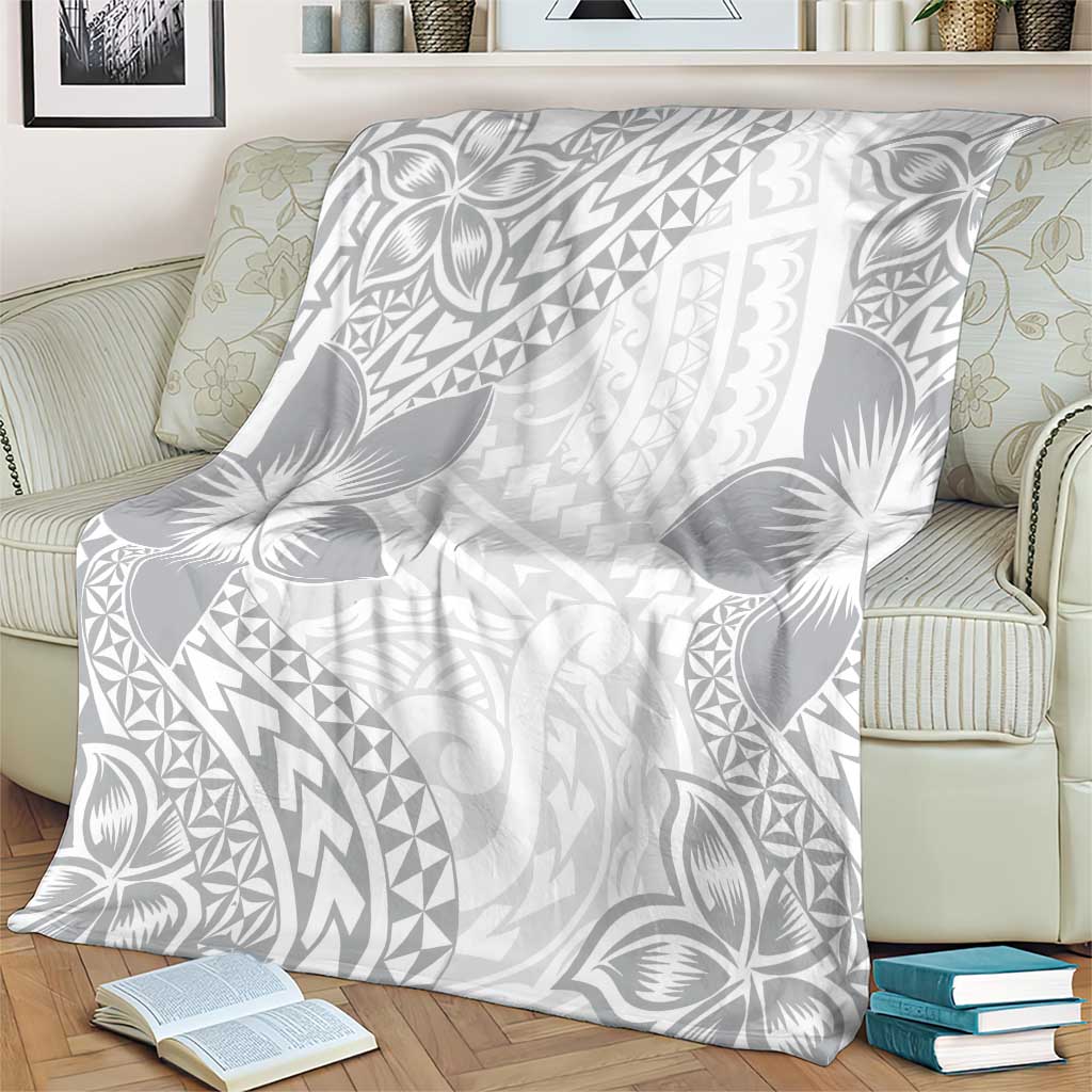Lotu Tamaiti White Sunday Blanket Pacific Plumeria Flowers - White Version LT9 - Polynesian Pride