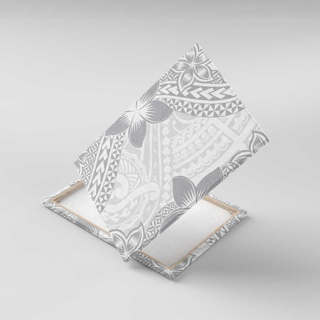 Lotu Tamaiti White Sunday Canvas Wall Art Pacific Plumeria Flowers - White Version LT9 With Frame White - Polynesian Pride