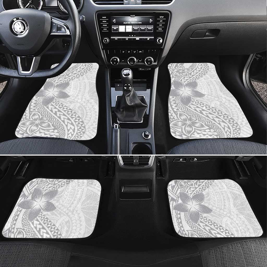Lotu Tamaiti White Sunday Car Mats Pacific Plumeria Flowers - White Version LT9 Set 4pcs White - Polynesian Pride