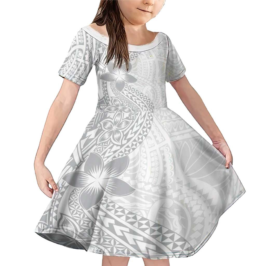 Lotu Tamaiti White Sunday Family Matching Mermaid Dress and Hawaiian Shirt Pacific Plumeria Flowers - White Version