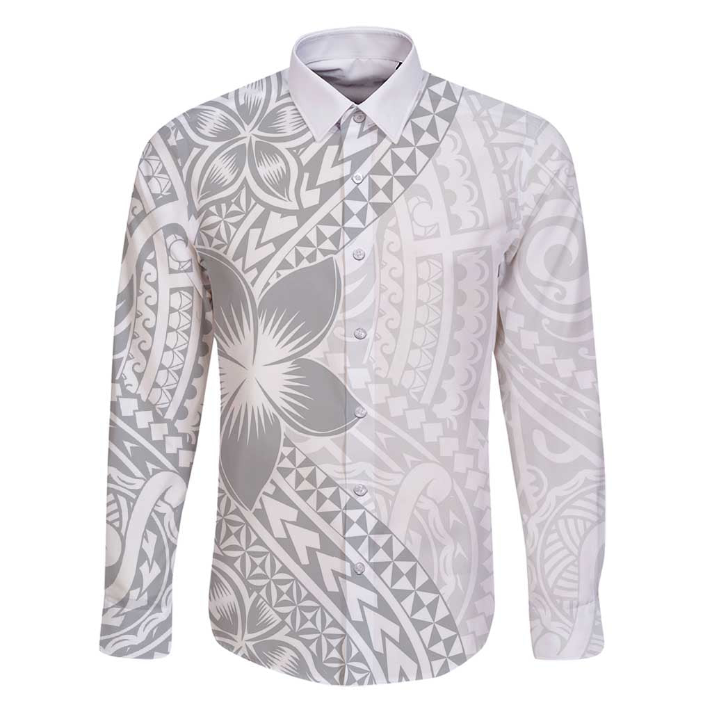 Lotu Tamaiti White Sunday Family Matching Mermaid Dress and Hawaiian Shirt Pacific Plumeria Flowers - White Version