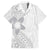 Lotu Tamaiti White Sunday Family Matching Off Shoulder Short Dress and Hawaiian Shirt Pacific Plumeria Flowers - White Version