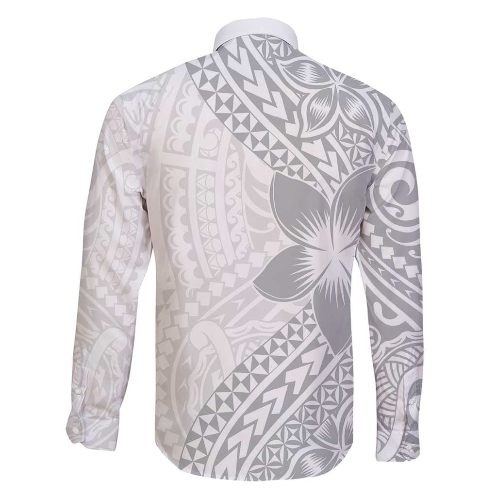 Lotu Tamaiti White Sunday Family Matching Tank Maxi Dress and Hawaiian Shirt Pacific Plumeria Flowers - White Version
