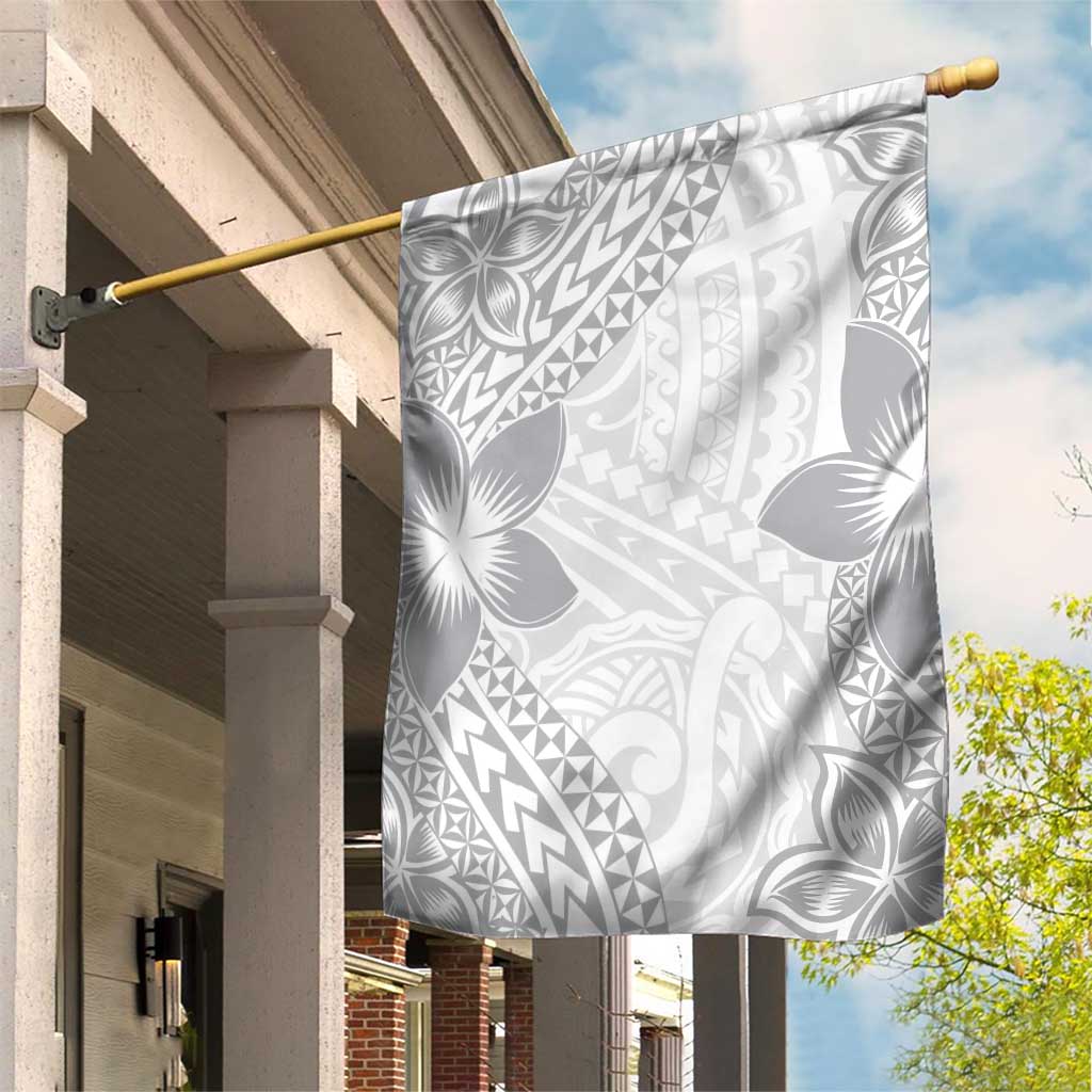 Lotu Tamaiti White Sunday Garden Flag Pacific Plumeria Flowers - White Version LT9 House Flag White - Polynesian Pride