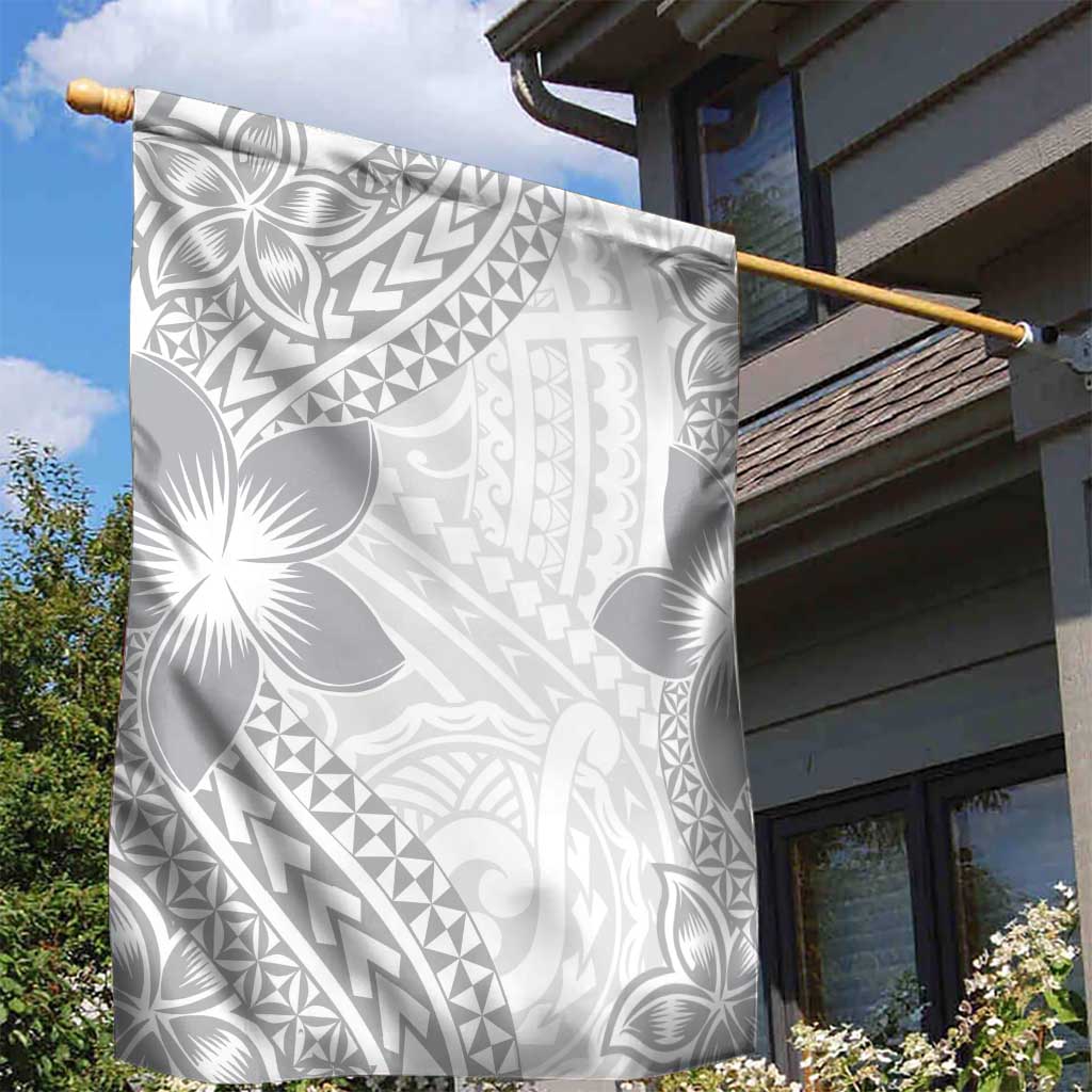 Lotu Tamaiti White Sunday Garden Flag Pacific Plumeria Flowers - White Version LT9 - Polynesian Pride