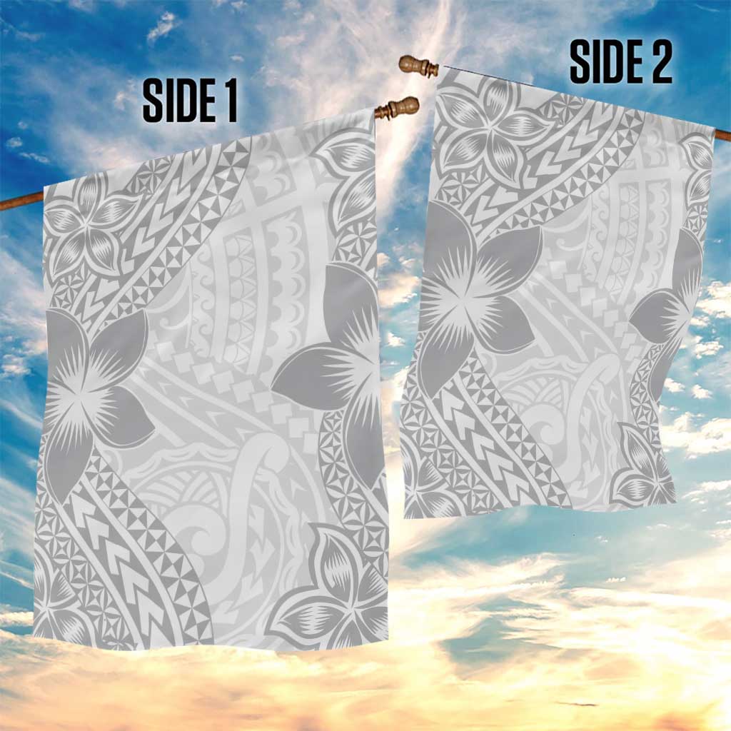 Lotu Tamaiti White Sunday Garden Flag Pacific Plumeria Flowers - White Version LT9 - Polynesian Pride