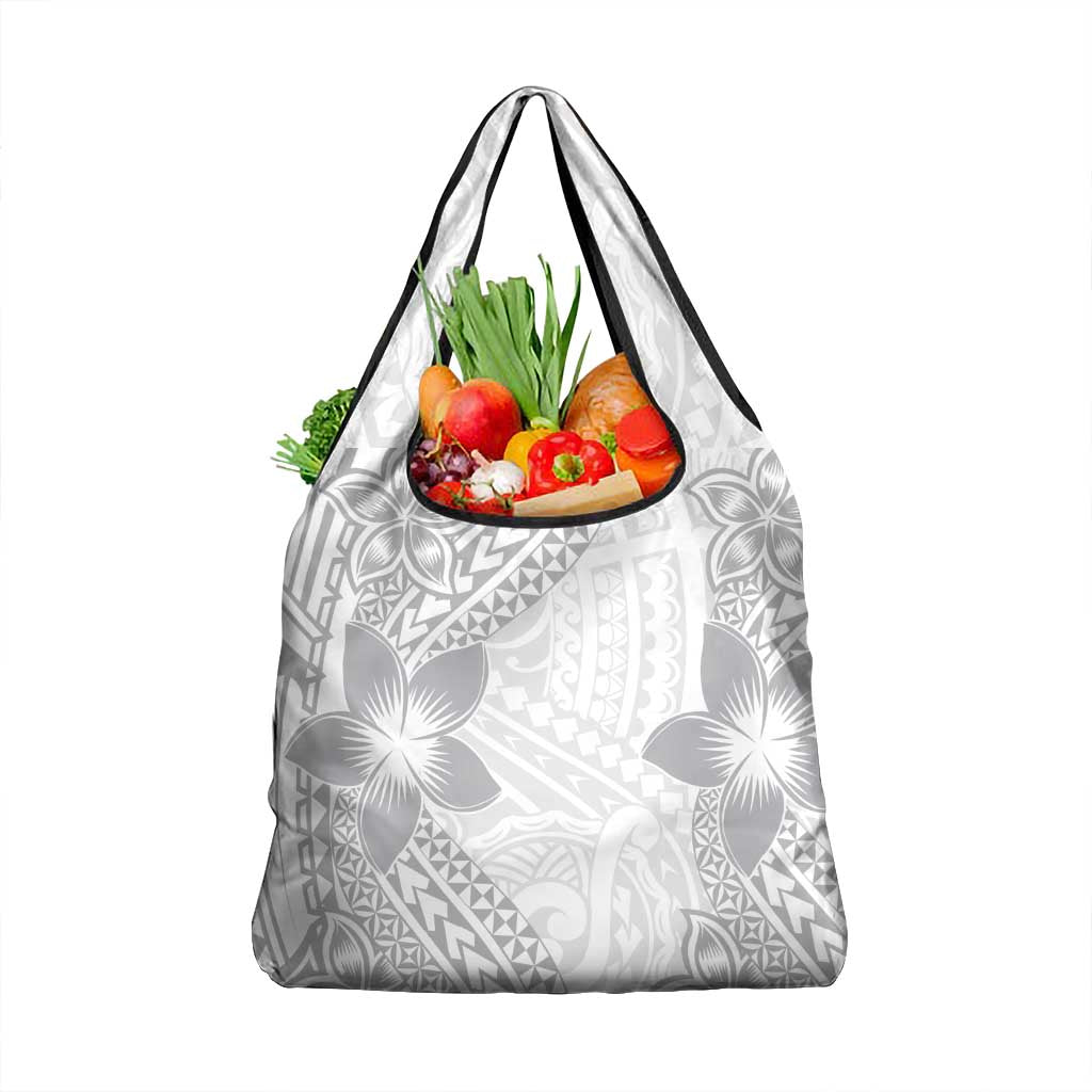 Lotu Tamaiti White Sunday Grocery Bag Pacific Plumeria Flowers - White Version LT9 1-pack One Size White - Polynesian Pride
