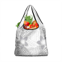 Lotu Tamaiti White Sunday Grocery Bag Pacific Plumeria Flowers - White Version LT9 1-pack One Size White - Polynesian Pride