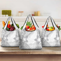 Lotu Tamaiti White Sunday Grocery Bag Pacific Plumeria Flowers - White Version LT9 3-pack One Size White - Polynesian Pride