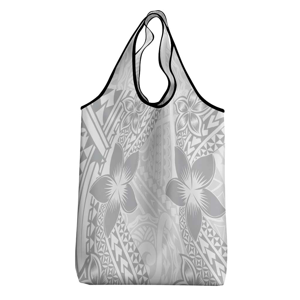 Lotu Tamaiti White Sunday Grocery Bag Pacific Plumeria Flowers - White Version LT9 - Polynesian Pride