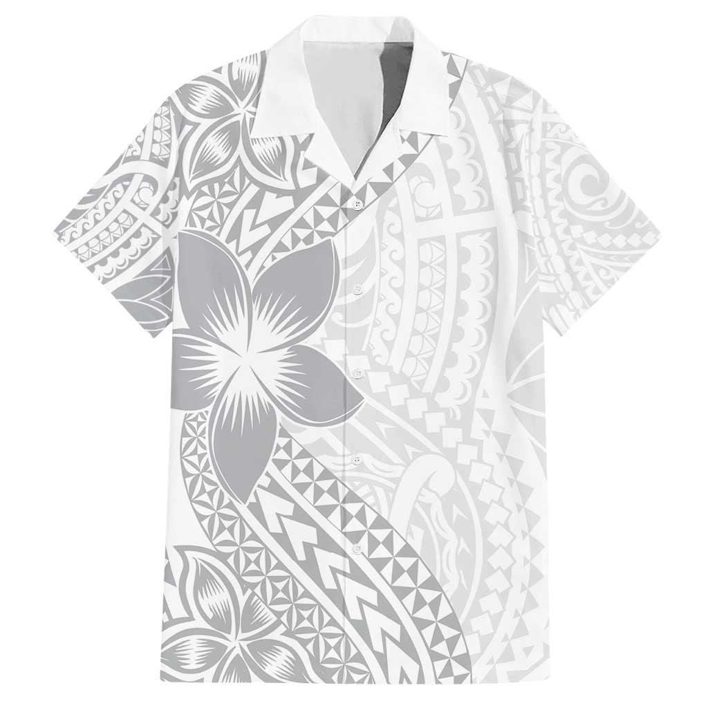 Lotu Tamaiti White Sunday Hawaiian Shirt Pacific Plumeria Flowers - White Version